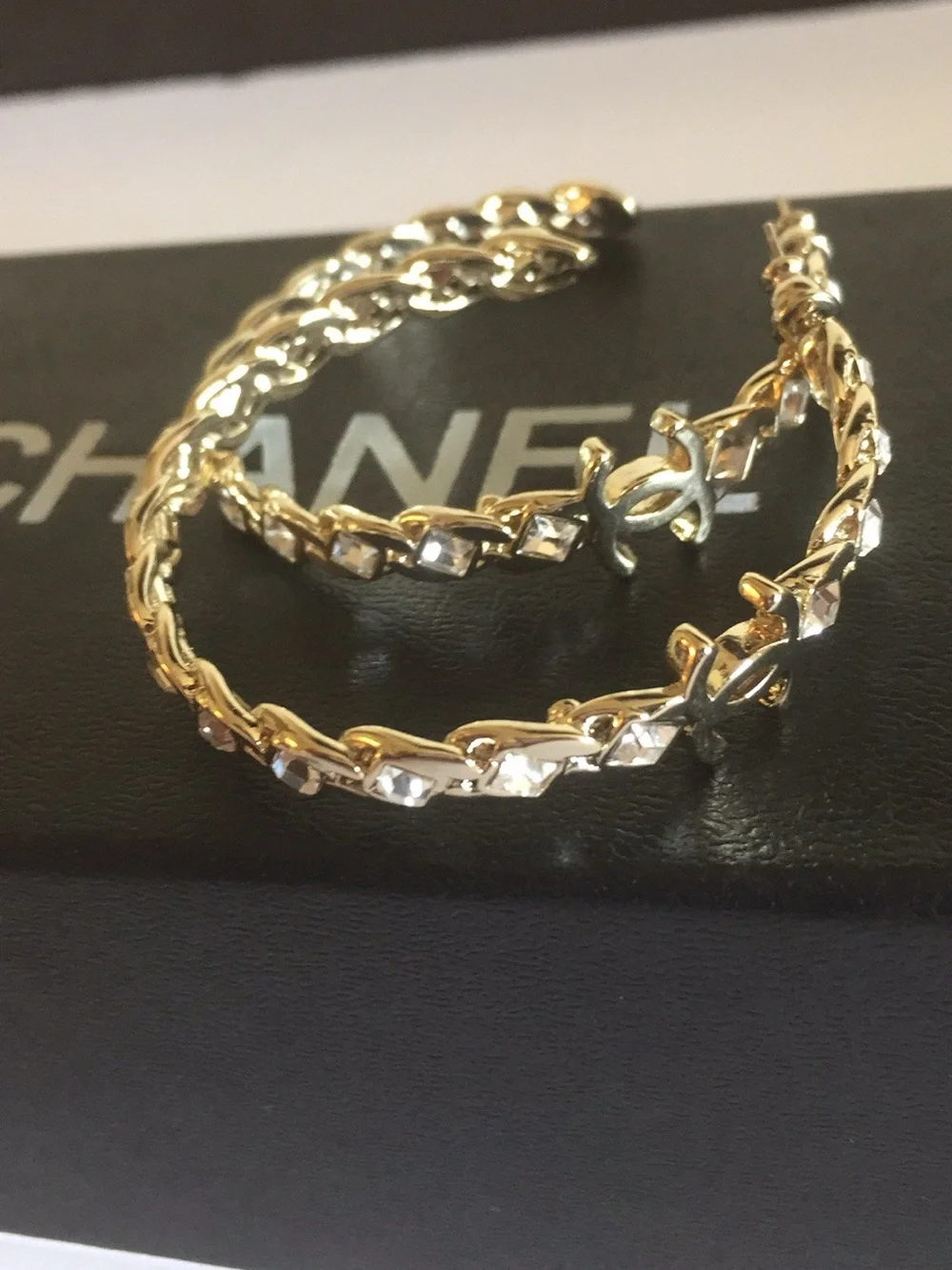 CHANEL Gold-Tone Multicolor Crystal Fringe Drop Earrings